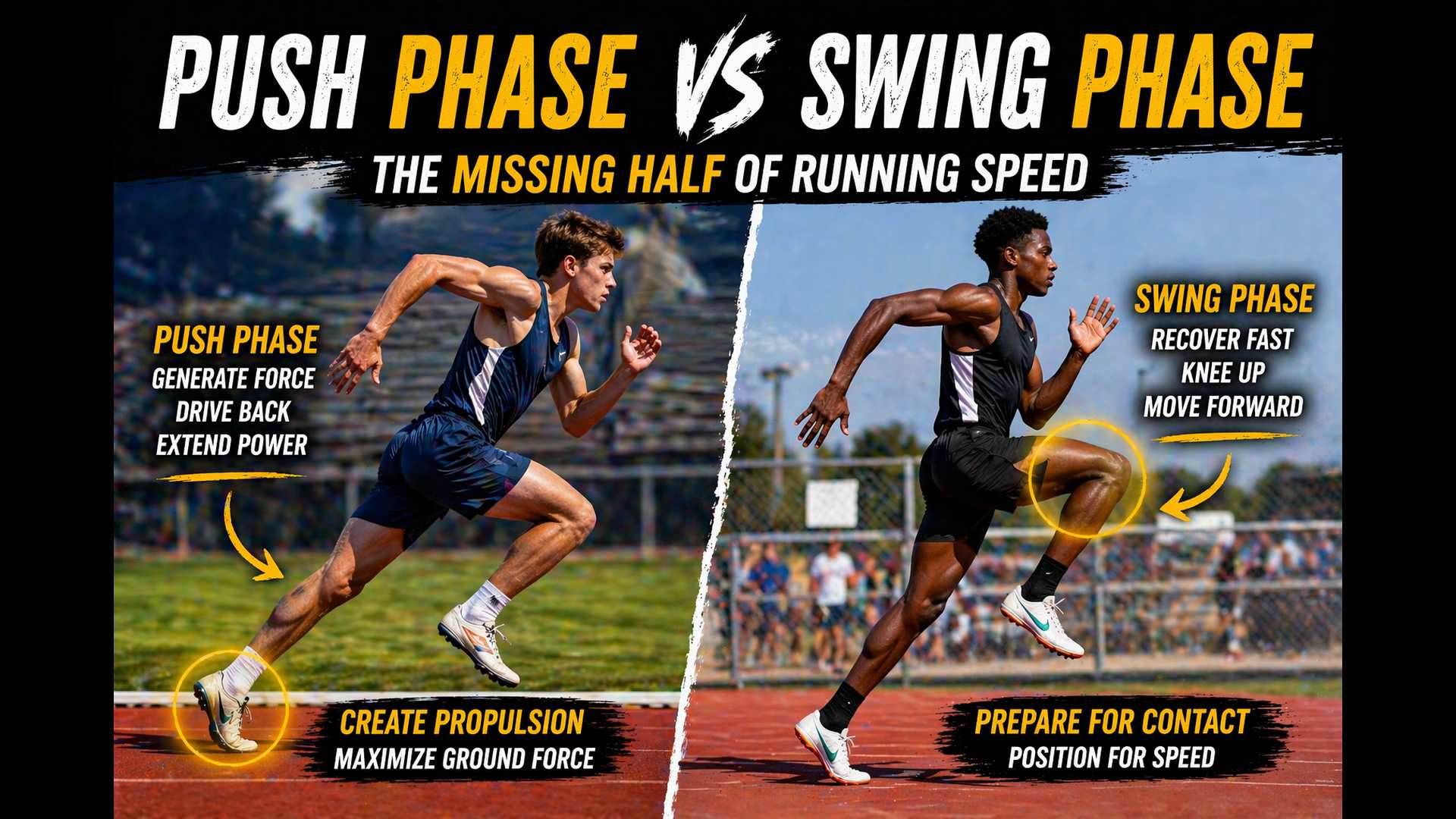 push phase vs swing phase of running