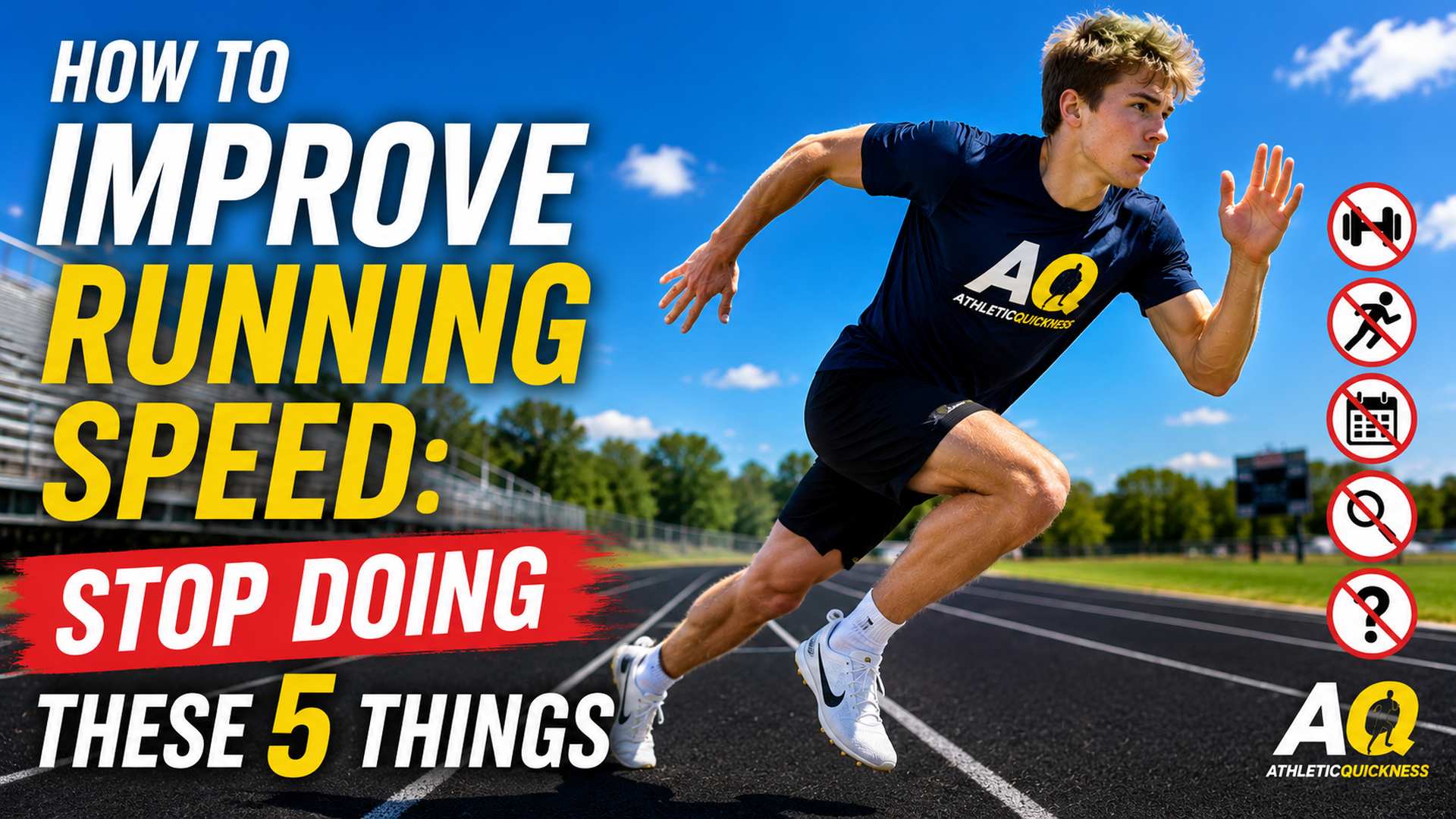 High school athlete sprinting on a track illustrating how to improve running speed by stopping five common training mistakes that limit speed development.